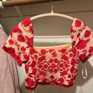 Lovers + Friends Red Floral Crop Top